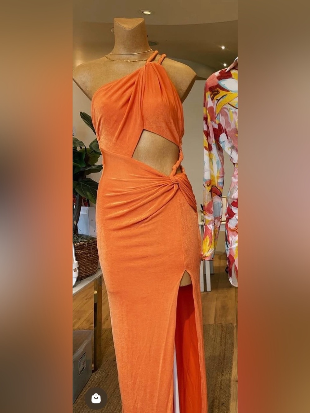 Sand/Copper Cutout Knot Front Maxi Dress